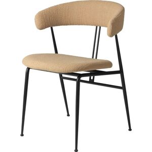 GUBI Violin Dining Chair Fully Upholstered New Wool SH: 45 cm - Black Matt / Beige