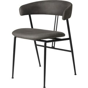 GUBI Violin Dining Chair Fully Upholstered Dunes Leather SH: 45 cm - Black Matt / Grey