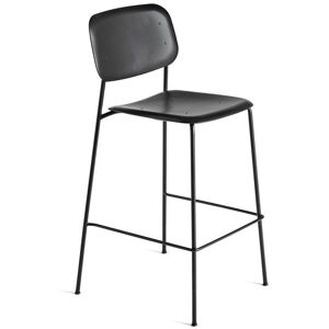 HAY Soft Edge P10 Bar Stool High SH: 75 cm - Black Powder Coated Steel/Black