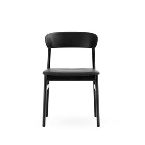 Normann Copenhagen Herit Chair Upholstery SH: 45 cm - Black Oak Base/Black Spectrum Leather