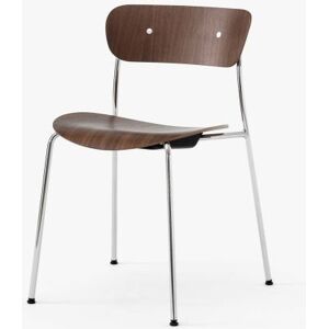 &Tradition Pavilion Chair AV1 SH: 46 cm - Lacquered Walnut/Chrome