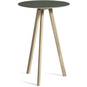 Hay CPH 20 Round Table Ø: 70 cm - Lacquered Solid Oak/Green Linoleum