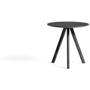 Hay CPH 20 Round Table Ø: 50 cm - Black Lacquered Solid Oak/Black Linoleum