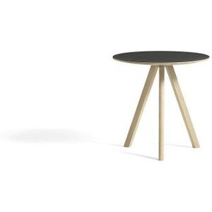 Hay CPH 20 Round Table Ø: 50 cm - Lacquered Solid Oak/Black Linoleum