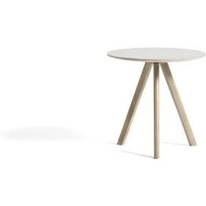 HAY CPH 20 Round Table Ø: 50 cm - Lacquered Solid Oak/Off White Linoleum