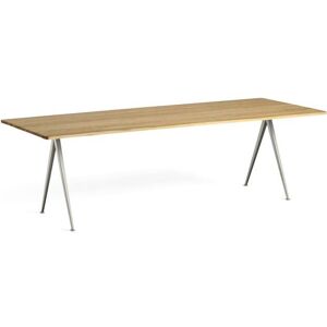 Hay Pyramide Table 02 250x85 cm - Beige Powder Coated Steel/Clear Lacquered Oak