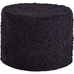 Natures Collection New Zealand Sheepskin Round Pouf Short Wool Curly Ø: 41 cm - Black