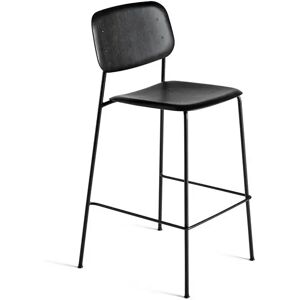 Hay Soft Edge 90 Bar Stool High SH: 75 cm - Black Lacquered/Black Powder Coated Steel