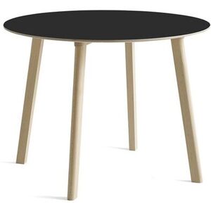 Hay CPH Deux 220 Table Ø: 98 cm - Untreated Solid Beech/Ink Black Laminate