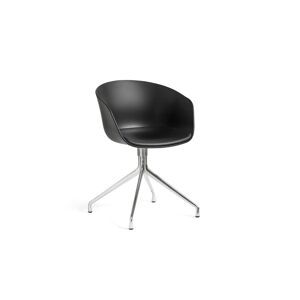 HAY AAC 20 About A Chair w. Fixed Seat Cushion SH: 46 cm - Polished Aluminium/Black/Sierra SI1001