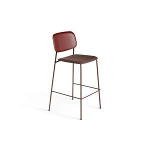 HAY Soft Edge 90 Bar Stool High w. Seat Upholstery SH: 75 cm - Remix 373/Fall Red Stained/Fall Red Powder Coated Steel