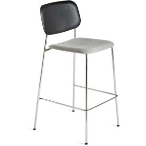 Hay Soft Edge P10 Bar Stool High w. Seat Upholstery SH: 75 cm - Hallingdal 166/Black/Chromed Steel