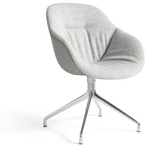 HAY AAC121 Soft Duo About a Chair Spisebordsstol Polstret SH: 47,5 cm - Polished Aluminium/Hallingdal 116/Remix 133