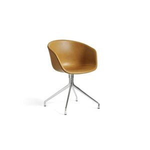 HAY AAC21 About a Chair Spisebordsstol Fuldpolstret SH: 46 cm - Polished Aluminium/Sense Cognac
