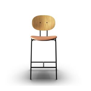 Sibast Furniture Piet Hein Bar Chair SH: 65 cm Black - Oiled Oak/Silk Cognac