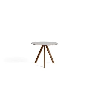 HAY CPH 20 Round Table Ø: 90 cm - Lacquered Solid Walnut/Pebble Grey Linoleum