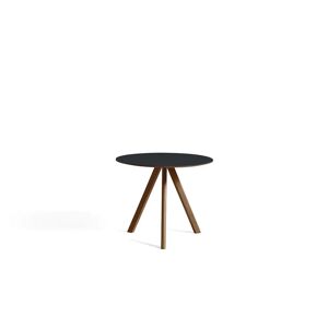 Hay CPH 20 Round Table Ø: 90 cm - Lacquered Solid Walnut/Dark Grey Linoleum
