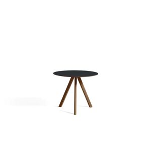 HAY CPH 20 Round Table Ø: 90 cm - Lacquered Solid Walnut/Dark Grey Linoleum