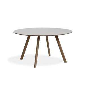 HAY CPH 25 Round Table Ø: 140 cm - Lacquered Solid Walnut/Pebble Grey Linoleum