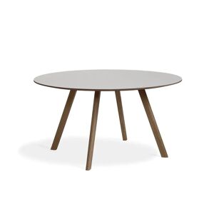 Hay CPH 25 Round Table Ø: 140 cm - Lacquered Solid Walnut/Pebble Grey Linoleum