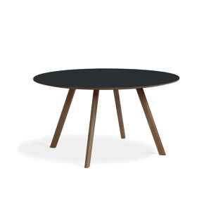 HAY CPH 25 Round Table Ø: 140 cm - Lacquered Solid Walnut/Dark Grey Linoleum