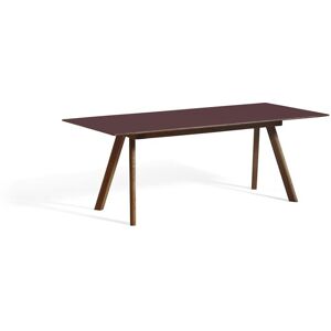 Hay CPH 30 Extendable Table 200x90x74 cm - Lacquered Solid Walnut/Burgundy Linoleum