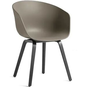 HAY AAC22 About A Chair Spisebordsstol SH: 46 cm - Black Lacquered Oak Veneer/Khaki - M. feltgliders