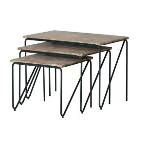 PLEASE WAIT to be SEATED Triptych Nesting Tables B: 57 cm - Brun/Grøn