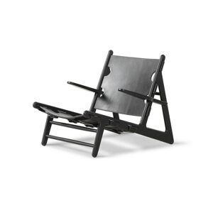Fredericia 2229 Jagtstolen af Børge Mogensen SH: 28 cm - Sort Læder/Sortlakeret Eg