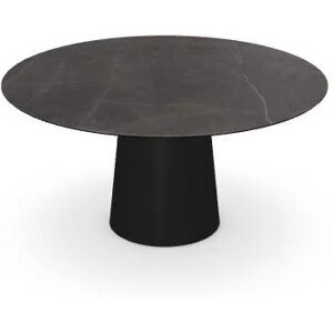 SOVET Totem Dining Table Ø: 150 cm - Black/Ceramics Pre-polished Stone Grey