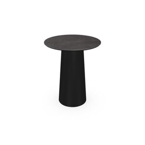 SOVET Totem Dining Table Ø: 62 cm - Black/Ceramics Pre-polished Stone Grey