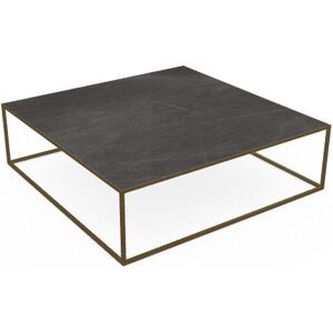 SOVET Quadro Sofabord 120x120 cm - Burnished Brass/Ceramics Pre-polished Stone Grey