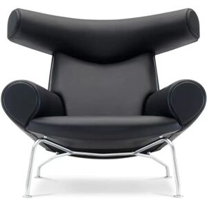 Fredericia Wegner Ox Chair - Sort Primo 88 Læder / Børstet Krom