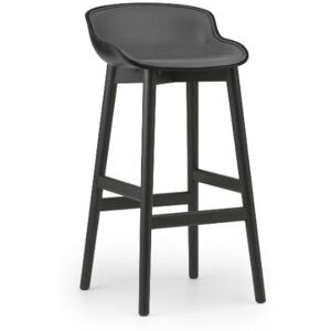 Normann Copenhagen Hyg Barstol Frontpolstret SH: 75 cm - Sort Læder/Sort Eg