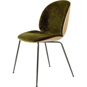 Gubi Beetle Dining Chair Conic Base SH: 43,5 cm - Black Chrome Base/Veneer Shell/Mumble