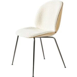 Gubi Beetle Dining Chair Conic Base SH: 43,5 cm - Antique Brass Base/Walnut Shell/Belsuede