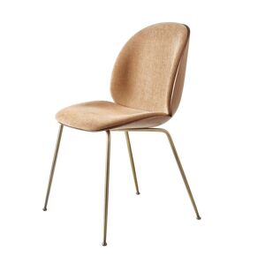 Gubi Beetle Dining Chair Conic Base SH: 43,5 cm - Antique Brass Base/Walnut Shell/Belsuede