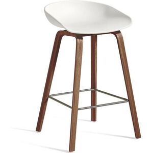 HAY AAS 32 Eco Barstol High SH: 65 cm - Lacquered Walnut Veneer/White/Stainless Steel Footrest