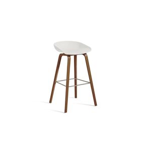 HAY AAS 32 Eco Barstol High SH: 75 cm - Lacquered Walnut Veneer/White/Stainless Steel Footrest