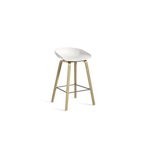HAY AAS 32 Eco Barstol High SH: 65 cm - Lacquered Oak Veneer/White/Stainless Steel Footrest