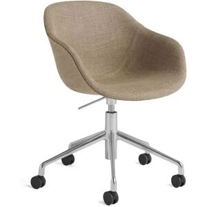 Hay AAC 253 About A Chair H: 79 cm - Polished Alu 5 Star Swivel/Gas Lift/Linen Grid-Dark Beige