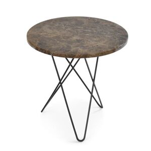 OxDenmarq OX Denmarq MINI O Table Ø: 40 cm - Black Powder Coated Steel/Brown Emperador Marble