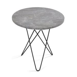 OxDenmarq OX Denmarq MINI O Table Ø: 40 cm - Black Powder Coated Steel/Grey Marble