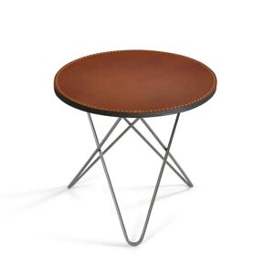 OxDenmarq OX Denmarq MINI O Table Ø: 40 cm - Stainless Steel/Leather Cognac