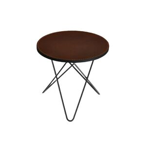 OxDenmarq OX Denmarq MINI O Table Ø: 40 cm - Black Powder Coated Steel/Leather Mocca
