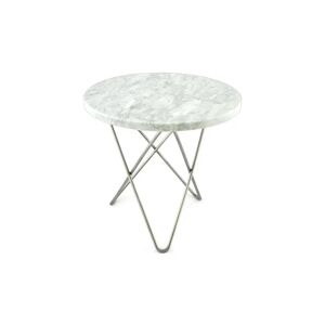 OxDenmarq OX Denmarq MINI O Table Ø: 40 cm - Stainless Steel/White Carrara Marble