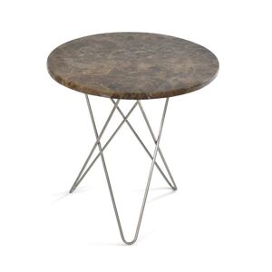 OxDenmarq OX Denmarq MINI O Table Tall Ø: 50 cm - Stainless Steel/Brown Emperador Marble
