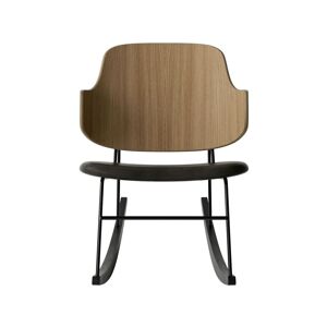 Audo Copenhagen The Penguin Rocking Chair SH: 42 cm - Natural Oak/Leather Black