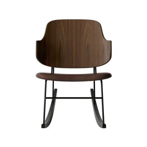 Audo Copenhagen The Penguin Rocking Chair SH: 42 cm - Walnut/Leather Brown