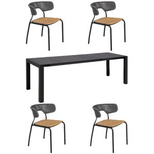 Mindo 111 Dining Table Extension 162x90 cm w. 4 101 Chairs - Dark Grey